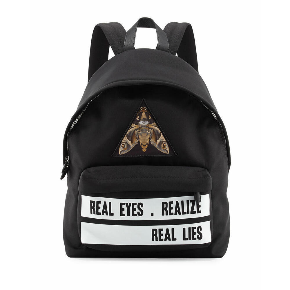 100% authentic Givenchy Black Backpack 'Real Eyes Realize Real Lies'